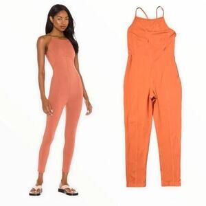 FREE PEOPLE Movement Side to Side Jumpsuit Athletic Size Medium Orange Active